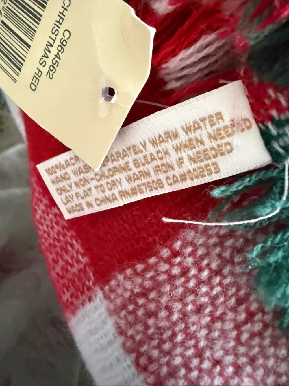 Cozy Plaid Holiday Throw or Wrap in Red, Green & White